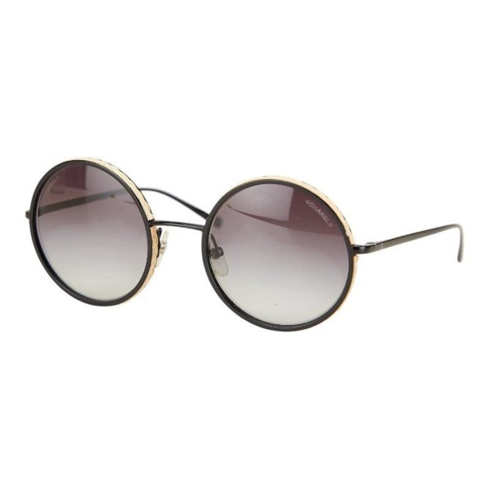 Chanel CC Logo Metal Linen Rope Sunglasses Black